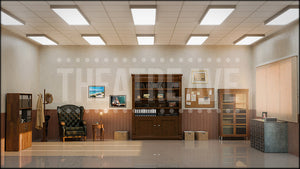 Principal's Office, a Freaky Friday projection backdrop and digital scenery by Theatre Avenue.