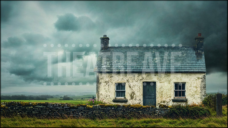 Rural Cottage, a Dancing at Lughnasa projection backdrop by Theatre Avenue.