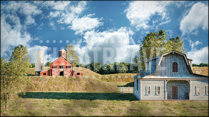 Rustic Farm, a HONK projection backdrop and digital scenery by Theatre Avenue.