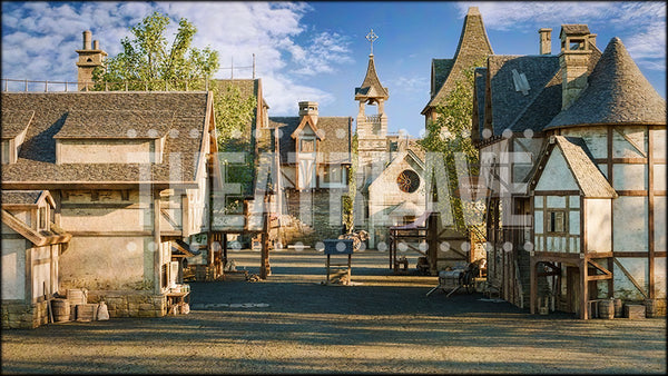 Shakespearean Village, a Something Rotten projection backdrop and digital scenery by Theatre Avenue.