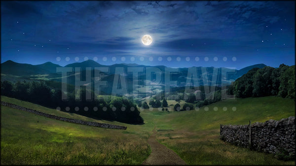 Sleepy Valley at Night, a Sleepy Hollow projection backdrop and digital scenery by Theatre Avenue.