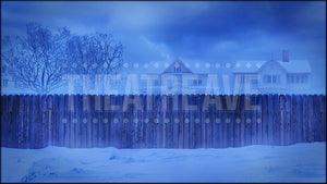 Snowy Backyard at Night, A Christmas Story digital scenery by Theatre Avenue.