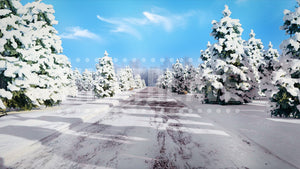 Snowy Road Journey, Christmas Story animated digital scenery by Theatre Avenue.