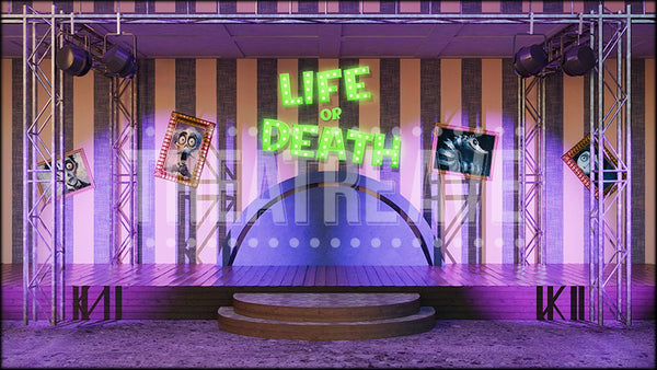 Spooky Game Show, a Beetlejuice projection backdrop and digital scenery by Theatre Avenue.