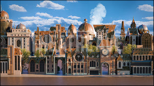 Steampunk City, a Wiz projection backdrop and digital theater scenery by Theatre Avenue.