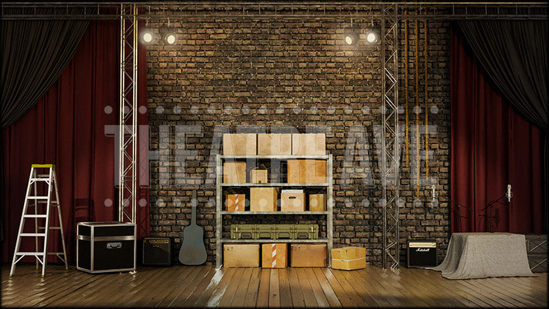 Theatre Backstage, a School of Rock projection backdrop and digital scenery by Theatre Avenue.