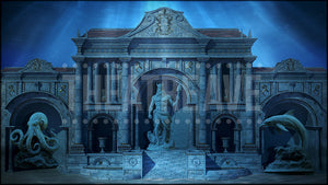 Underwater Throne Room, a Lightning Thief projection backdrop and digital scenery by Theatre Avenue.