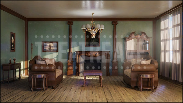 Victorian Family Room, a Mary Poppins projection backdrop and digital scenery by Theatre Avenue.
