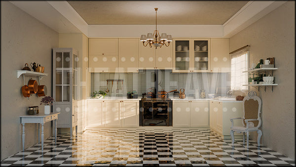 Victorian Kitchen, a Mary Poppins projection backdrop and digital scenery by Theatre Avenue.