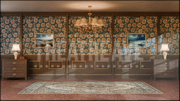 Vintage Bedroom, a Beetlejuice projection backdrop and digital scenery by Theatre Avenue.