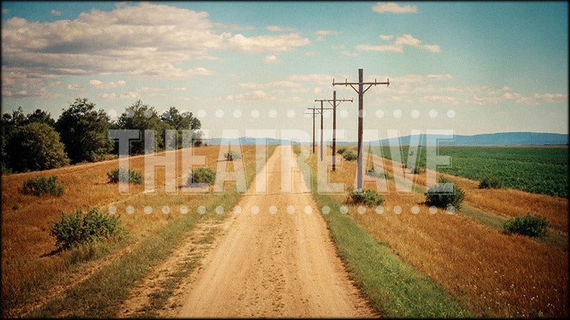 Vintage Rural Road, a Bonnie & Clyde projection backdrop and digital scenery by Theatre Avenue.