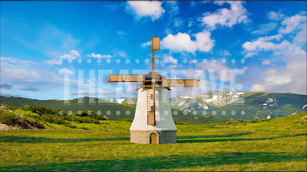 Windmill Vista II, a Don Quixote digital projection backdrop and digital scenery by Theatre Avenue.