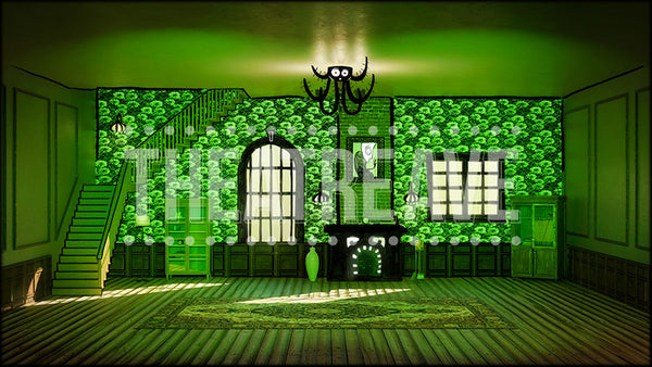 Zany Living Room Green, a Beetlejuice projection backdrop and digital scenery by Theatre Avenue.