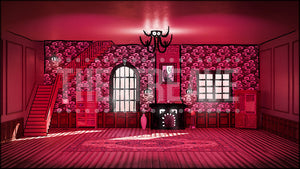 Zany Living Room Pink, a Beetlejuice projection backdrop by Theatre Avenue.