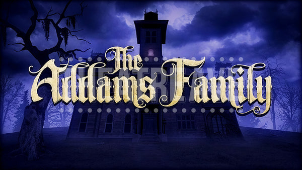 Addams Family title projection by Theatre Avenue for your show curtain and intermission.