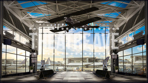 Airport, a Catch Me If You Can projection backdrop by Theatre Avenue.