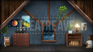 Attic Room, a Wrinkle in Time projection backdrop by Theatre Avenue.