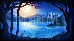 Castle Lake at Night, a Swan Lake digital backdrop by Theatre Avenue.