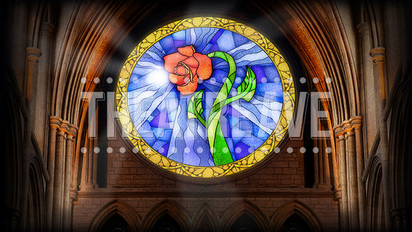 Castle Rose Window, a theater projection backdrop perfect for shows like Beauty and the Beast