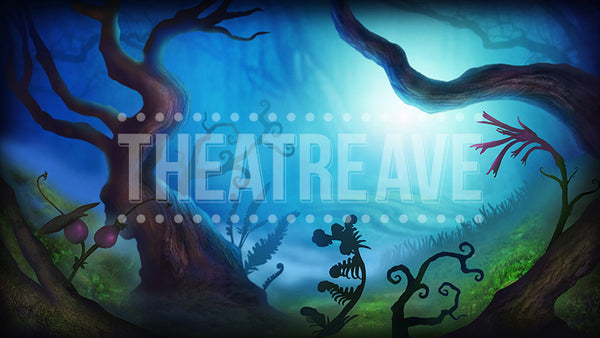 Dark Forest Projection, a digital projection backdrop designed for shows like Alice in Wonderland, Wizard of Oz and Big Fish
