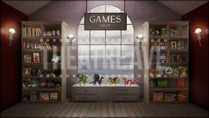 Games Shop, a She Kills Monsters projection backdrop by Theatre Avenue.
