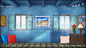 Greek Room II, a Mamma Mia projection backdrop by Theatre Avenue, perfect, for Tanya and Rosie's room.