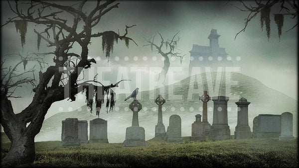 Haunted Graveyard, an Addams Family projection backdrop by Theatre Avenue.