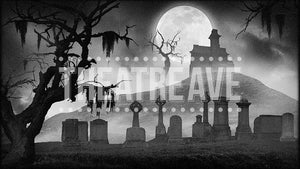 Haunted Graveyard Retro, an Addams Family projection backdrop by Theatre Avenue.
