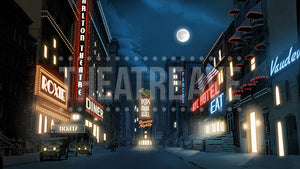 NYC at Night, a digital theatre projection backdrop for shows like Annie, The Great Gatsby, and Guys and Dolls.