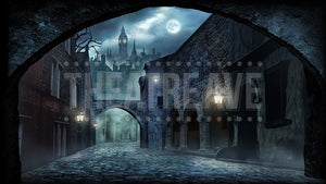 Old London Night, a digital theatre projection backdrop perfect for shows like Sweeney Todd and Peter Pan