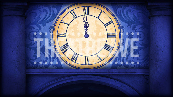 Old World Clock, a digital theatre projection backdrop perfect for shows like Cinderella and Peter Pan