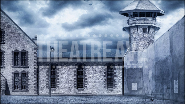 Prison Yard, a Shawshank Redemption projection backdrop by Theatre Avenue.