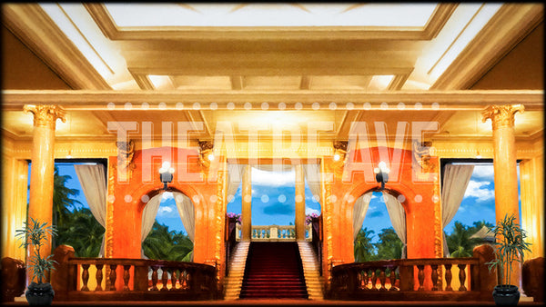 Resort Lobby, a digital projection backdrop perfect for theatre, ballet and dance shows like Dirty Rotten Scoundrels