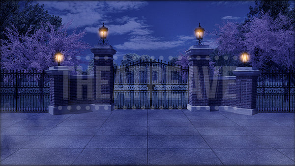 Sidewalk Park at Night, a Mary Poppins projection backdrop by Theatre Avenue.