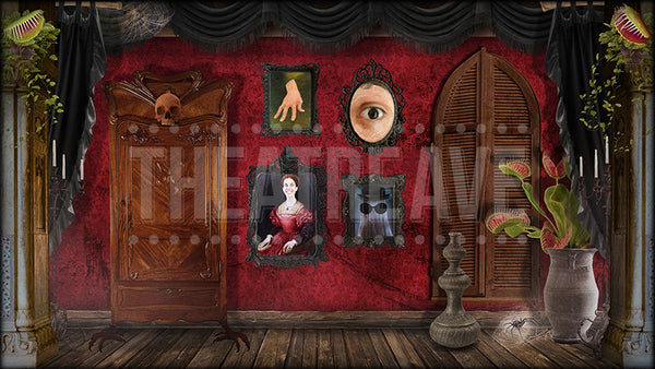 Spooky Dressing Room, an Addams Family projection by Theatre Avenue for Morticia's Boudoir.