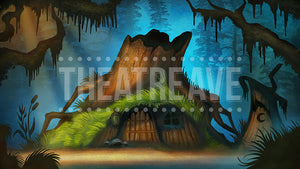 Swamp Hut, a Shrek projection backdrop by Theatre Avenue