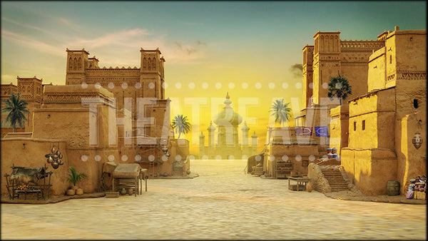 Arabian Market Street, an Aladdin projection backdrop by Theatre Avenue.