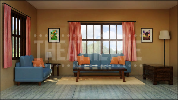 Family Room, a Charlie Brown projection backdrop by Theatre Avenue.
