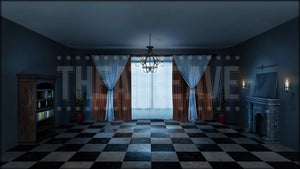 Gothic Dining Hall, a Clue projection backdrop by Theatre Avenue.