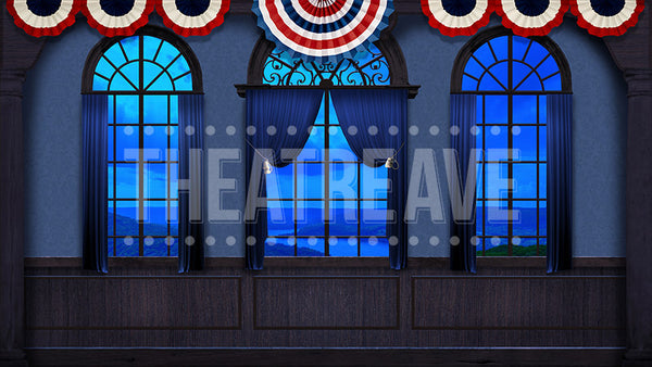 Grand Hall on July 4th, a Holiday Inn projection backdrop by Theatre Avenue.
