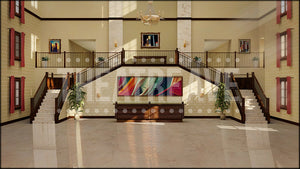 Hotel Lobby, a Dirty Rotten Scoundrels projection backdrop by Theatre Avenue.
