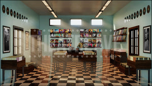 Record Store, a Hairspray projection backdrop by Theatre Avenue.