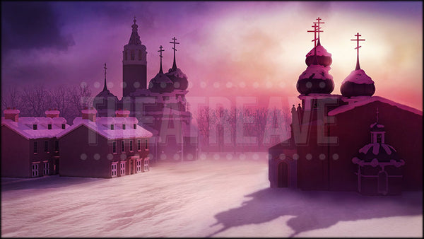 Russian Town in Winter, an Anastasia projection backdrop by Theatre Avenue.