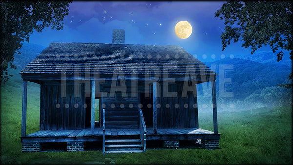 Rustic Mountain House at Night, a Bright Star projection by Theatre Avenue.