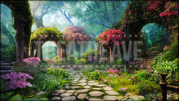 Secret Garden, an Alice in Wonderland projection backdrop by Theatre Avenue.